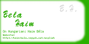 bela haim business card